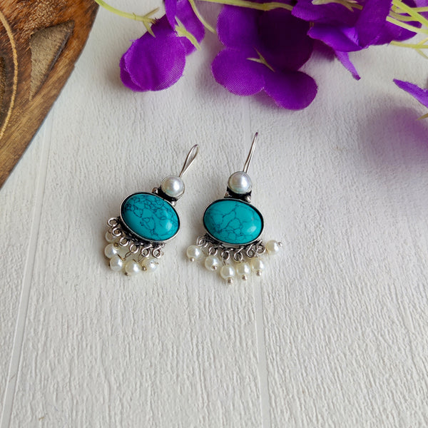 "Grishma" Trendy Stone Oxidized Hook Earring