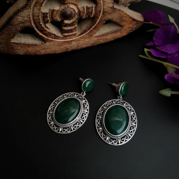 Premium Monalisa Oxidised Danglers with Stone Spark