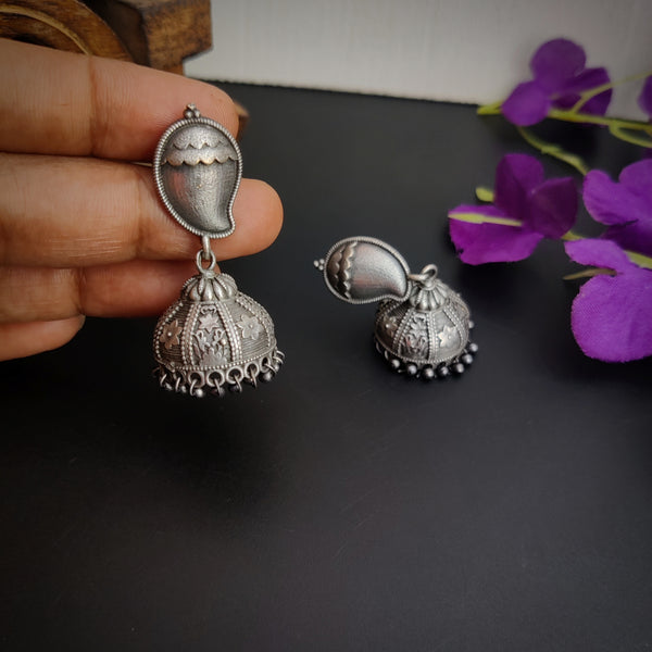 "Niyati" Silver Look Alike Tribal Jhumka Earrings