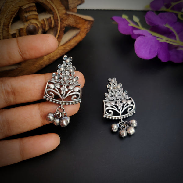 "Veil" Silver Look Alike Premium Brass Stud Earings