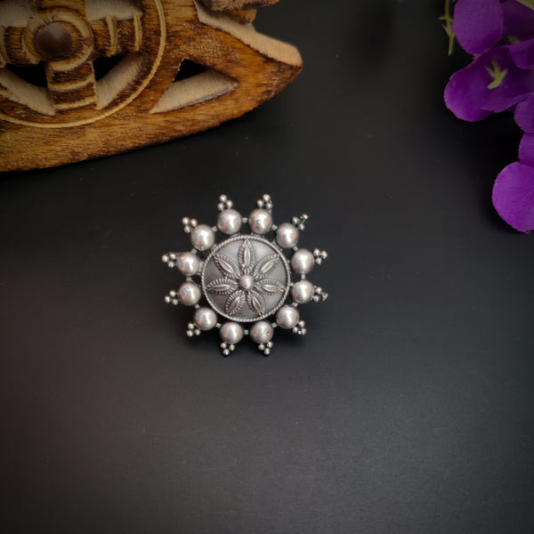 "Akshay" Adjustable Silver look Alike Oxidized Ring