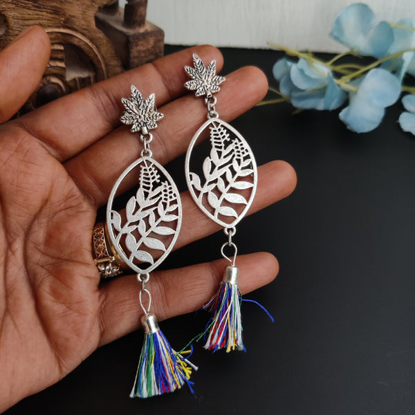 "Vanaira"- Silver Look Alike Oxidized Earrings