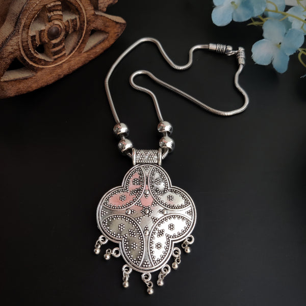 Zara Silver Oxidised Handcrafted Pendant Necklace