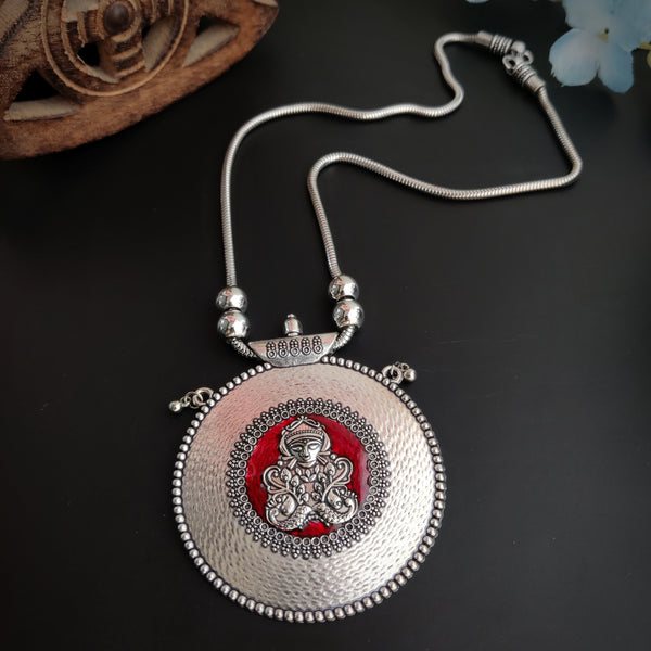 Ganpatiji Silver Oxidised Handcrafted Pendant Necklace