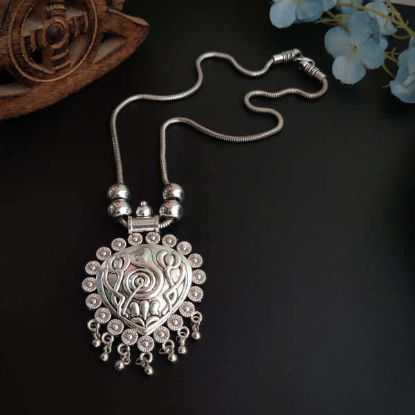 Tribal Silver Oxidised Handcrafted Pendant Necklace