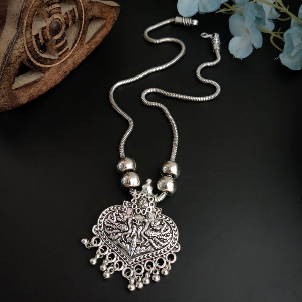 Reshma Silver Oxidised Handcrafted Tribal Pendant Necklace
