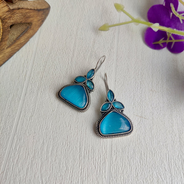 Kudi Silver Finish Oxidised Hook Earrings