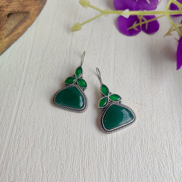 Kudi Silver Finish Oxidised Hook Earrings