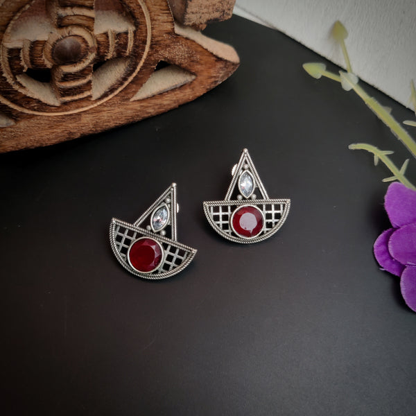 "Raavi" Silver Look Alike Oxidised Studs