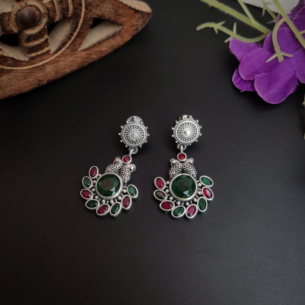 Oxidised Silver Look Alike medium length Dangler Earrings