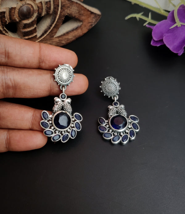Oxidised Silver Look Alike medium length Dangler Earrings