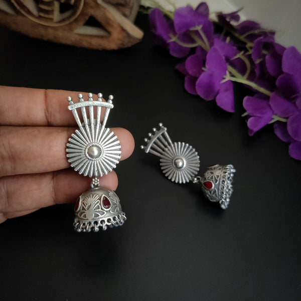 Designer Oxidize Silver Plated Jhumka