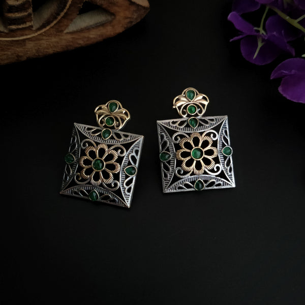 "Chinki" Silver Look Alike Oxidized Dual Tone Earrings