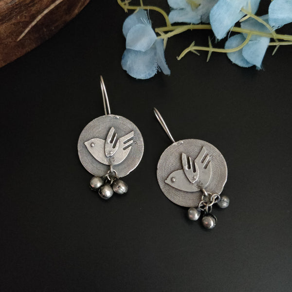 Silver Plated Bird Shaped Hook Earrings