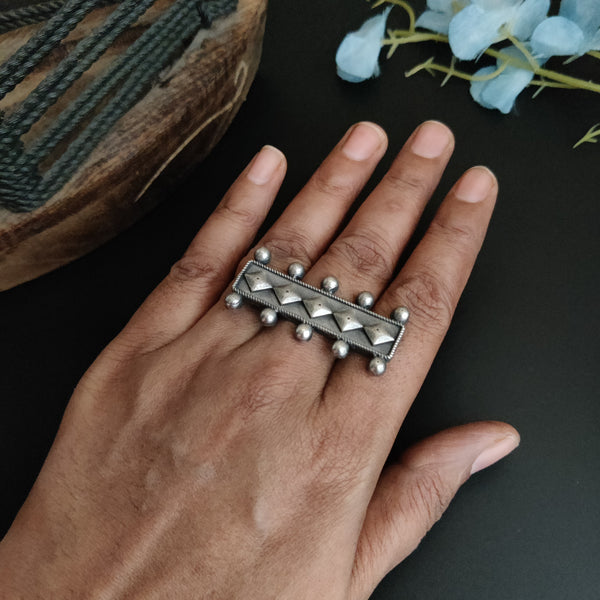 "Veil" Adjustable Oxidized Silver Brass Rings