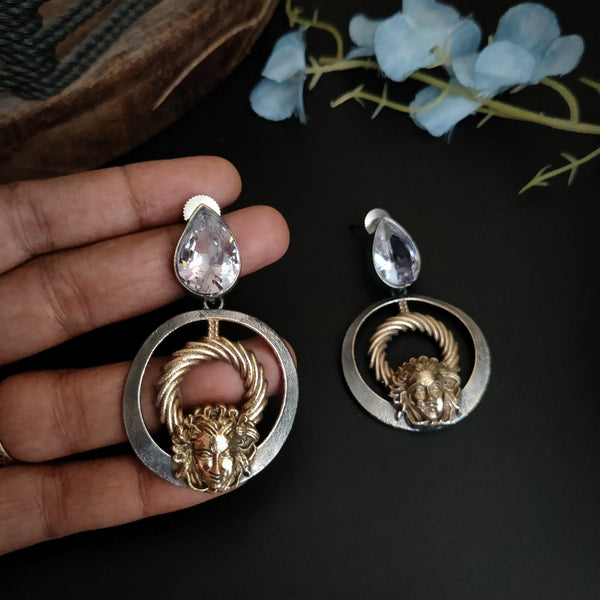 "Trisha" Dual Tone Oxidized Earrings