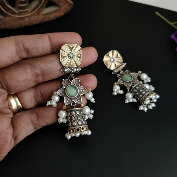 "Jimmika Statement Earrings in Dual tone Polish