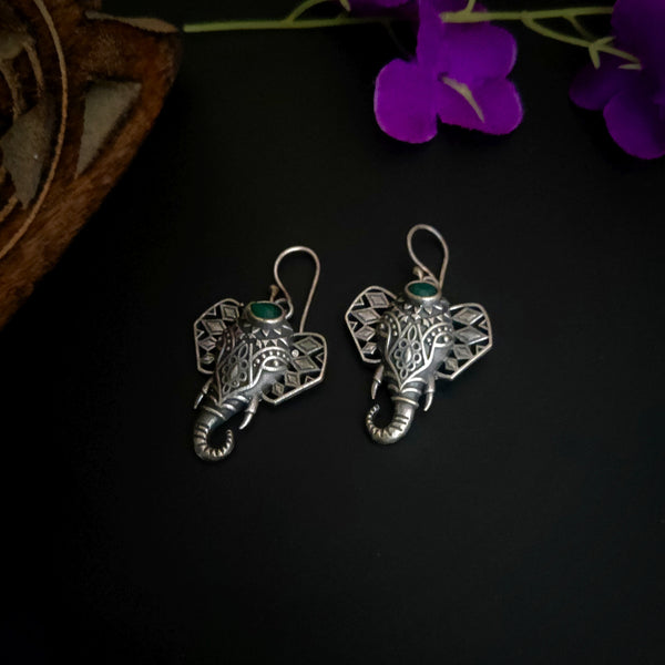 "Vignesh" Silver Look Alike OxidizednHook Earrings