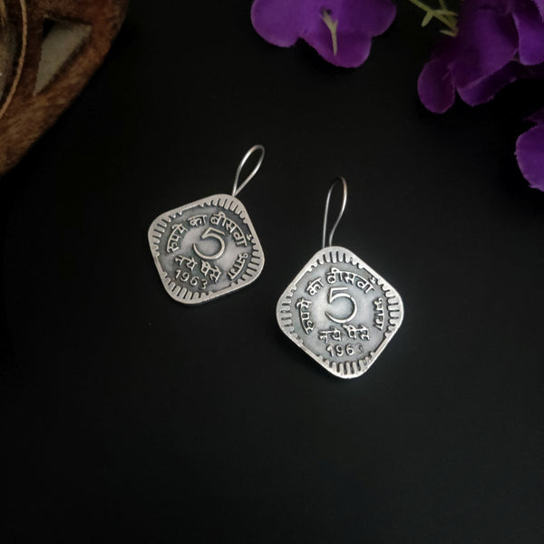 "Anji" Silver Look Alike Oxidized Hook Earrings