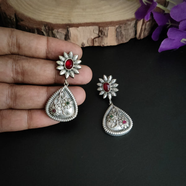 "Rajeshwari"Silver Toned Contemporary Boho Drop Earrings