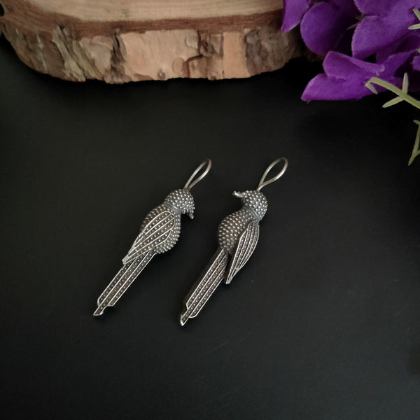 “Surya” Silver Toned Handcrafted Brass Hook Earrings
