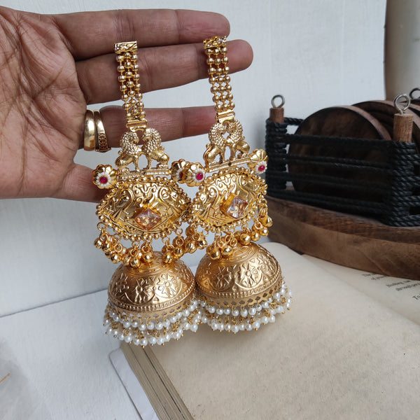 Kashmiri Golden Long Jhumka