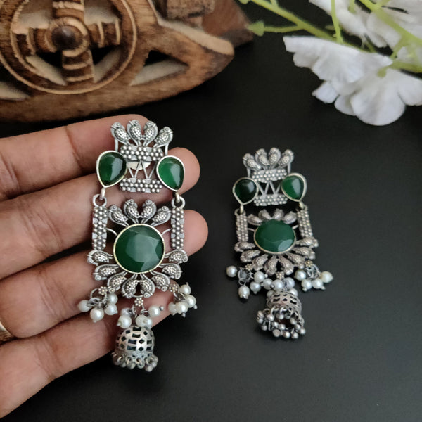 Classic Elegant Vaani Silver Oxidised Dangler Earrings