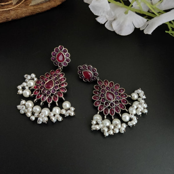 Classic Elegant Vamika Silver Oxidised Dangler Earrings