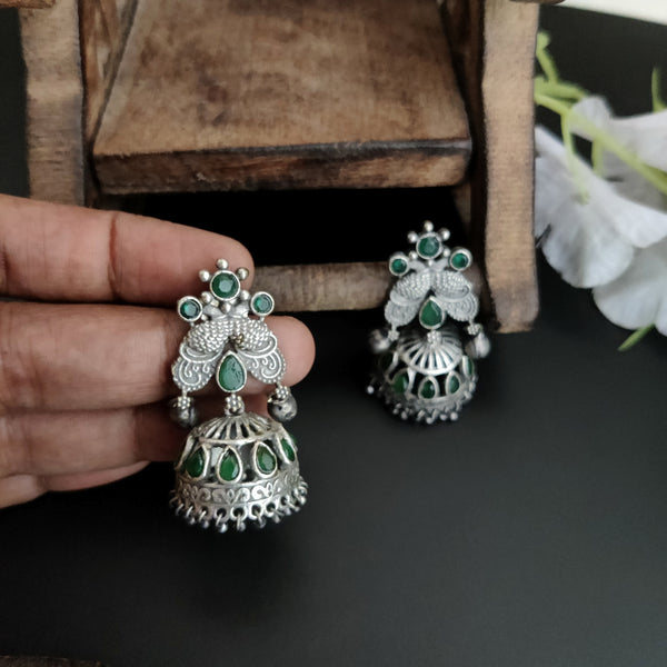 Intricate Oxidised Dome Shaped Jhumka Earring