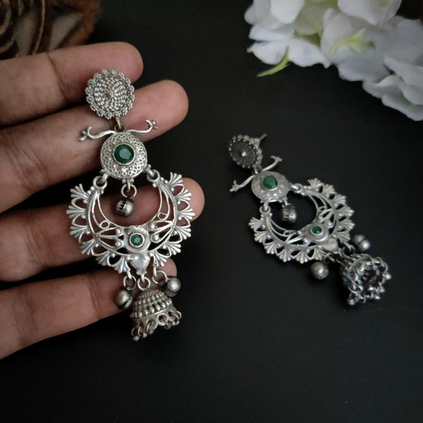 "Katrina" Silver Look Alike Oxidized Dangler Earrings