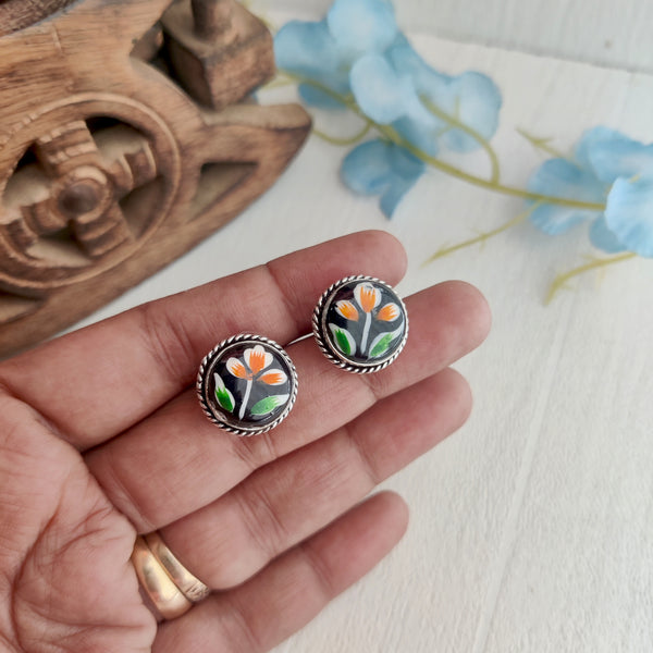 Vini Oxidized Hand painted Stud Earring