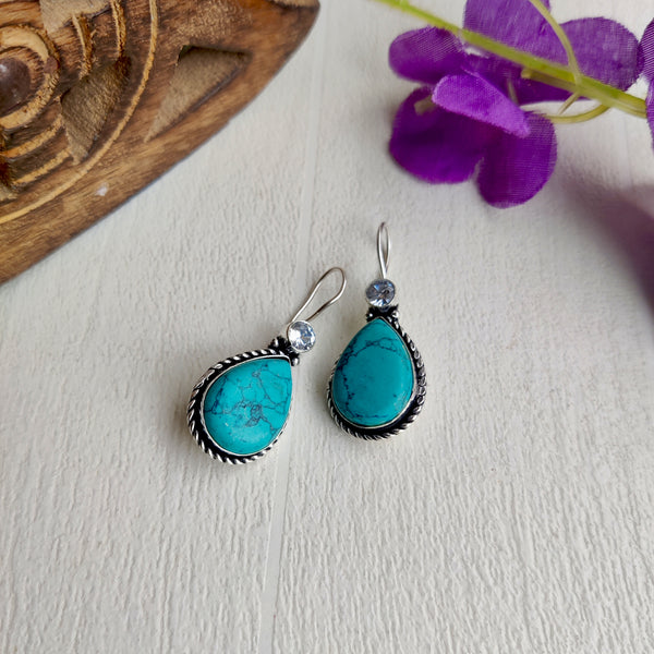 Premium Monalisa Stone Drop shape Hook Earrings