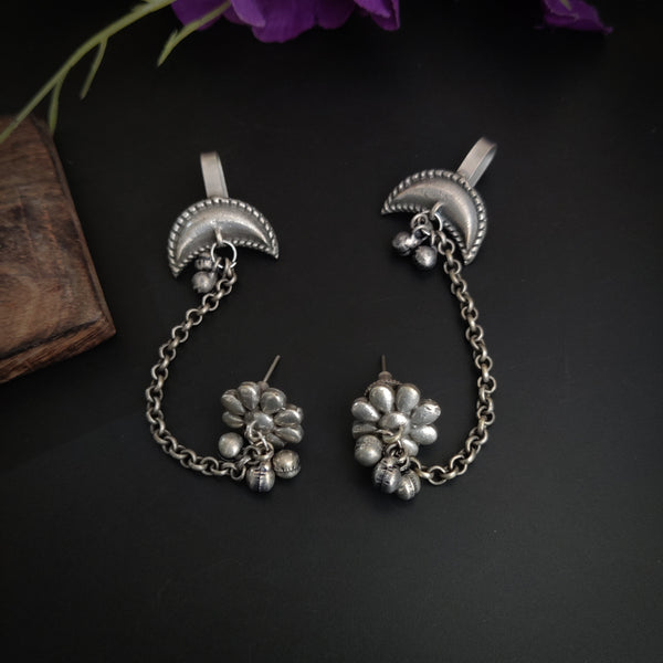 "Aanya" Silver Look Alike Oxidised Earcuff
