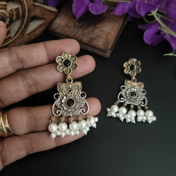 Shireen Dual Tone Oxidised Dangle Designer Earrings