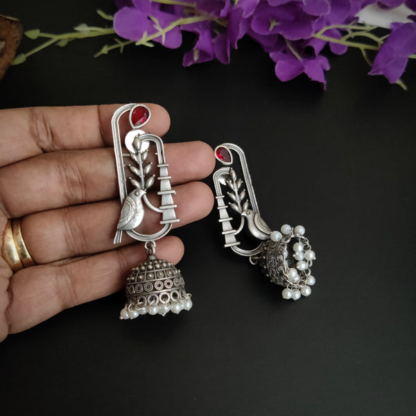 Sleek and long Bird Dangler with Pearl Jhumka