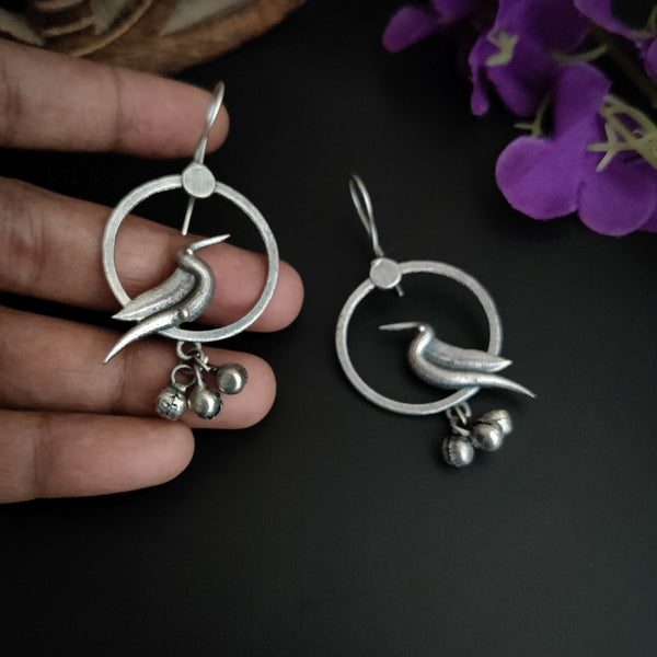 Silver plated Premium Brass Bird hook earrings
