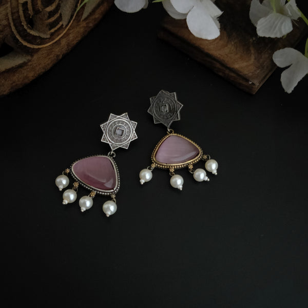 "Jinita" Silver Look Alike Oxidized Dual Tone earrings