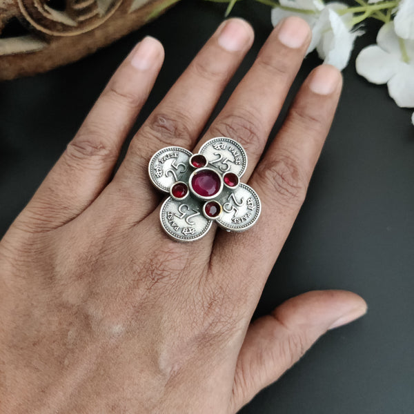 25 paisa Adjustable Oxidized Silver Brass Rings