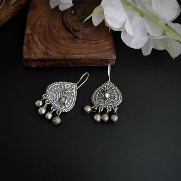 "Dinki" Silver Look Alike Hook Oxidized Earrings