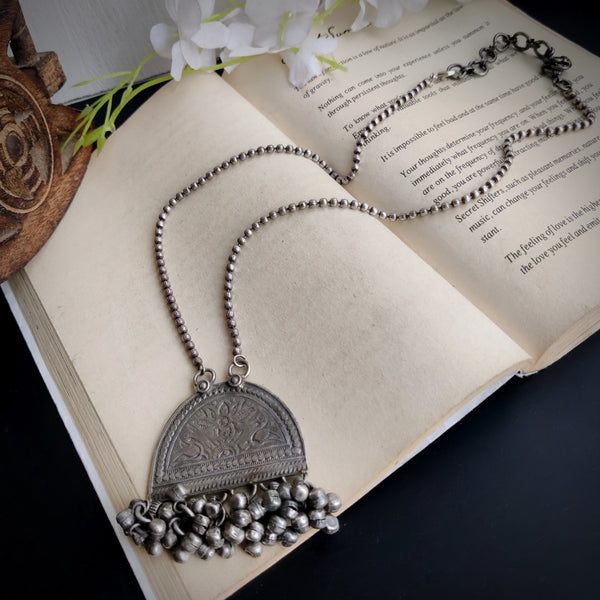 "Rajata" Silver Look Alike Oxidised long Necklace