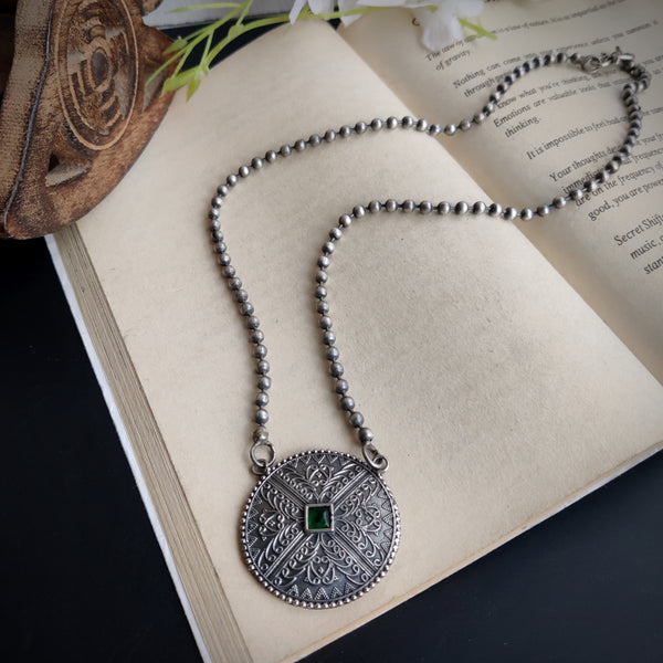 "Ketakī" Silver Look Alike Oxidised Necklace