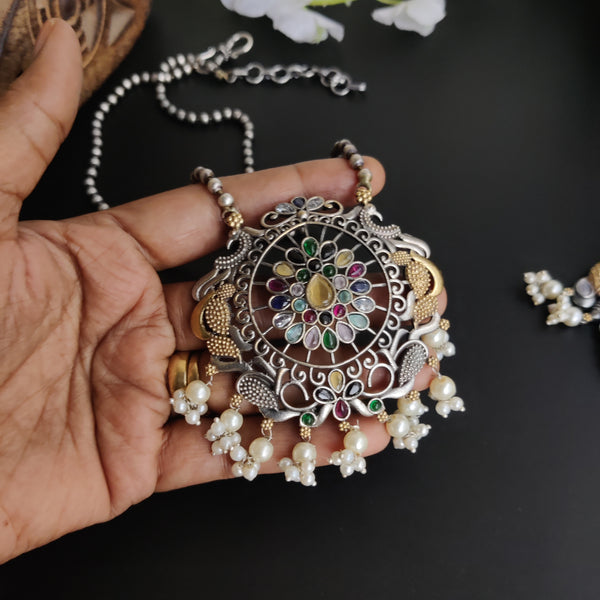Handcrafted Dual Tone Long Necklace set