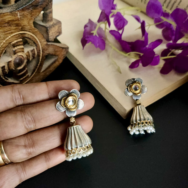 "Chahat" Silver Look Alike Dual Tone Jhumka