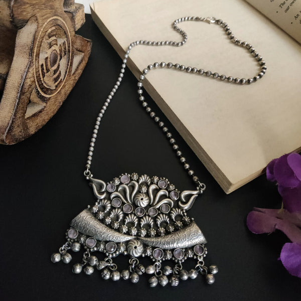 “Rashmika" Silver Look Alike Oxidised Necklace