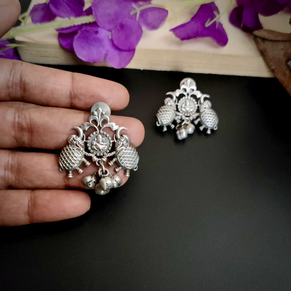 Silver Plated Elephant Shaped Stud Earrings