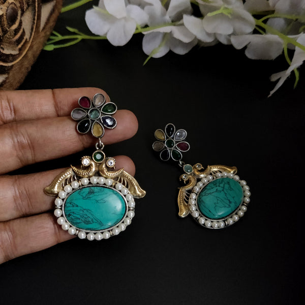 "Kalki" Silver Look Alike Dual Tone Earrings