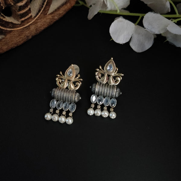 "Siju" Silver Look Alike Dual Tone Earrings
