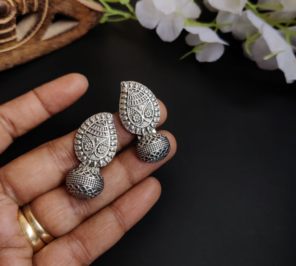 "Keyuri" Silver Look Alike Oxidized Earrings