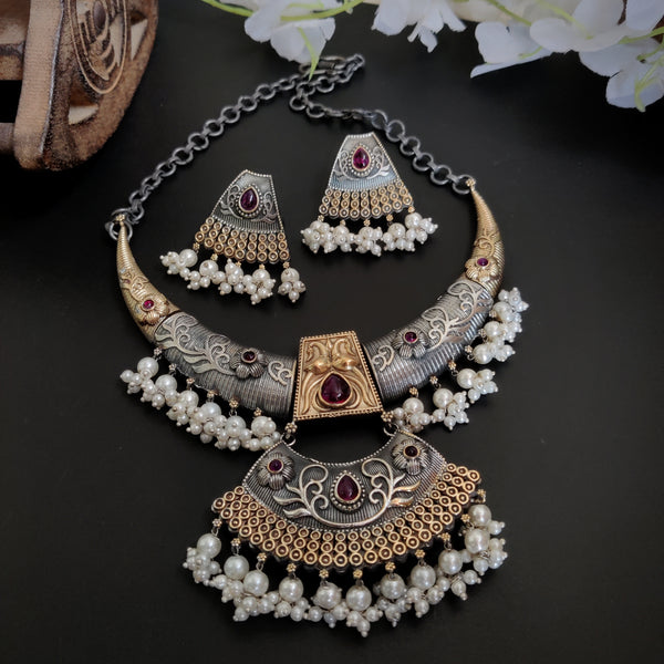 Dual Tone Elegance Necklace set