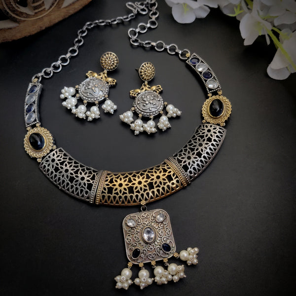 Dual Tone Designer Hasli Set Necklace Set